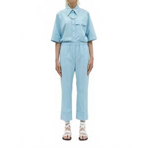 NEW CHRISTIAN WIJNANTS panesh cropped straight pants in light blue